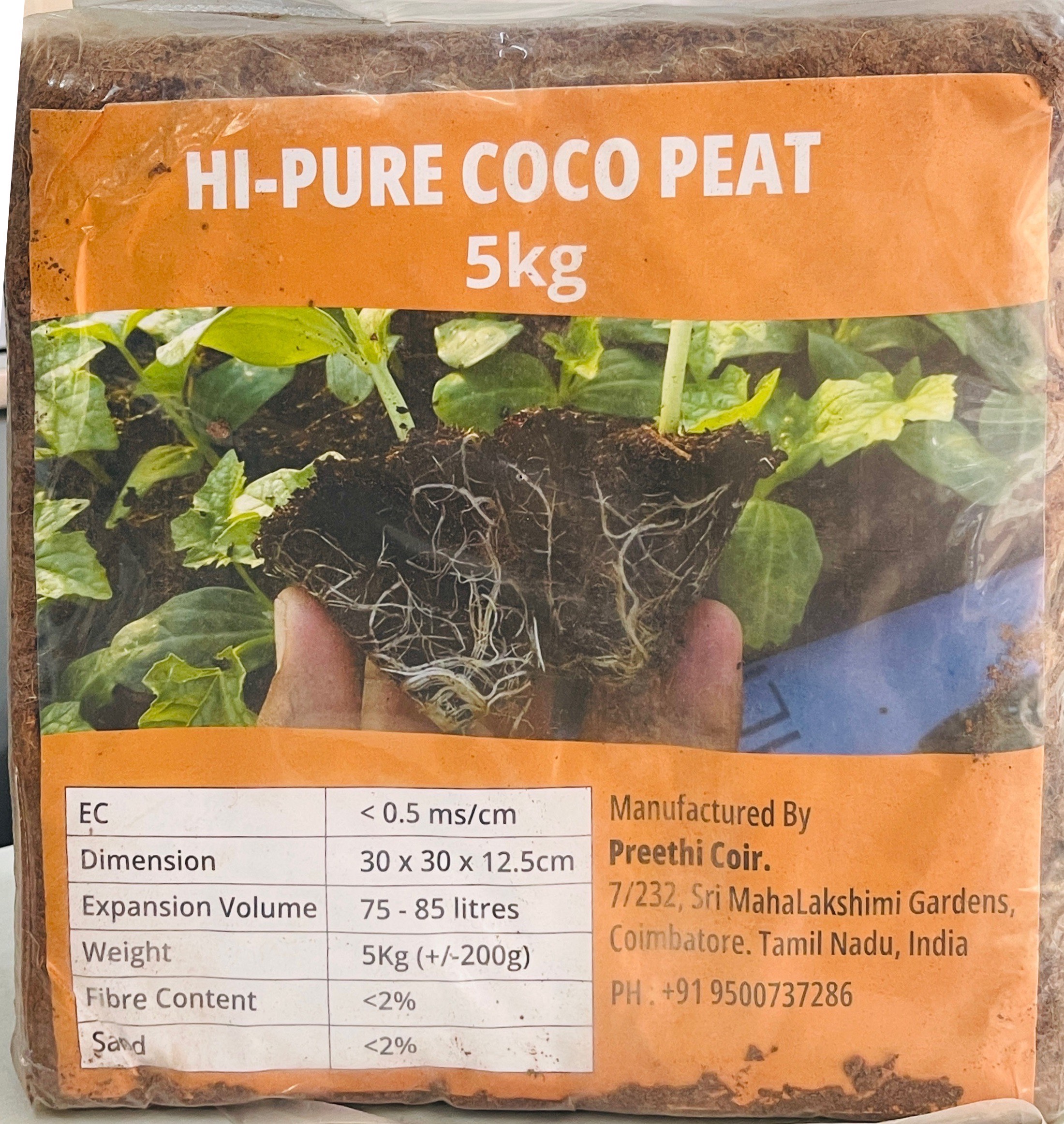 Hi- Pure coco peat 5kg & 65ogm